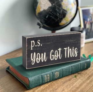 Motivational Home Office Desk Black Decor - Farmhouse Wooden Box Sign Gift 